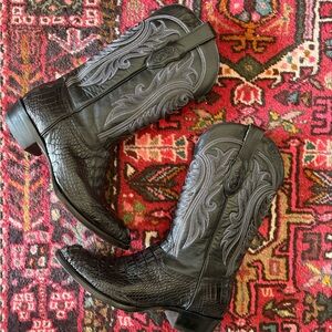 Corral Alligator black Stylish Black Textured Western cowboy Boots size 9